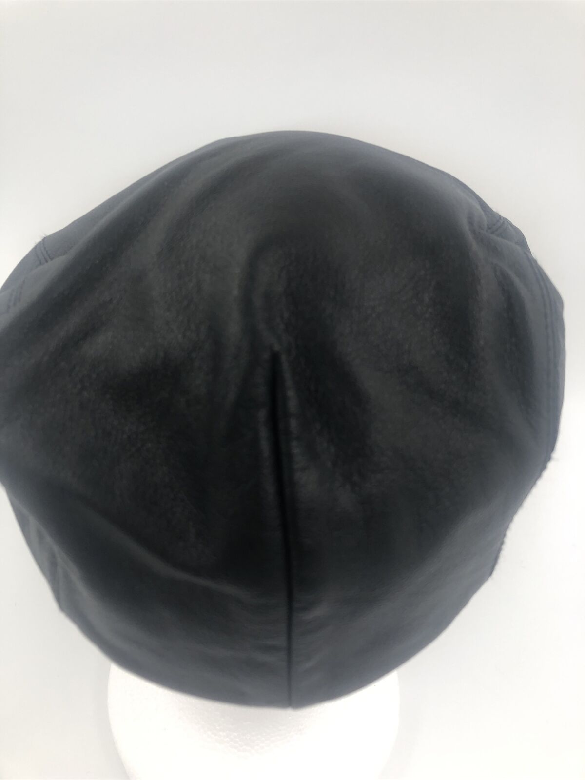 Vtg Leather Black Cap Hat Cabbie News Boy Page Bo… - image 4