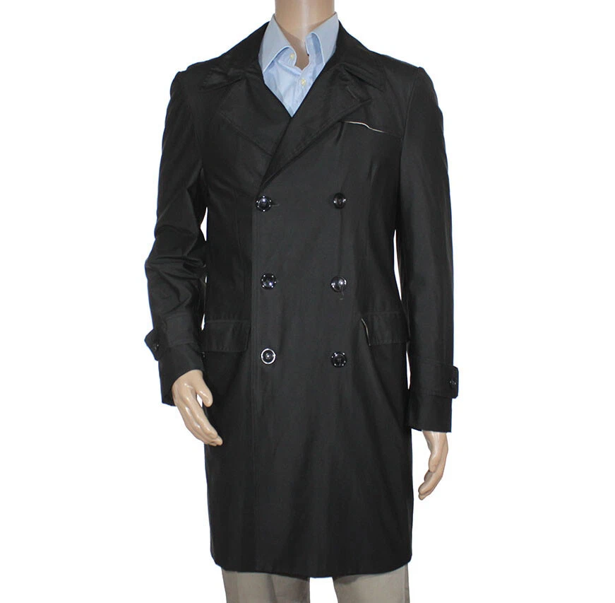 Mens knee shop length trench coat