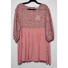 NWT Davi & Dani Floral Babydoll Tunic Size Medium Cottagecore Boho Chic Prairie