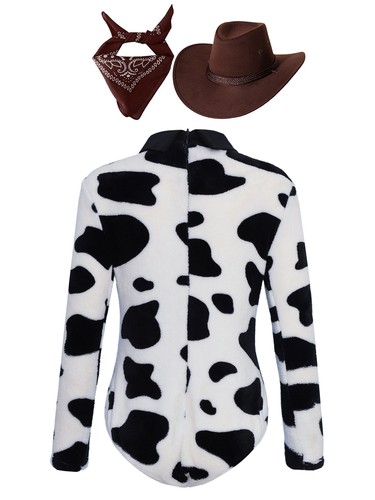 Kids Unisex Outfit Halloween Dress Up Cow Pattern Costume Children Bandanna Hat - Bild 69 von 108