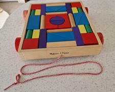 Melissa & Doug Building Block Pull Along Cart - wooden construction inc blocks