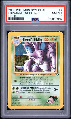 2000 POKEMON GYM CHALLENGE HOLO #7 GIOVANNI'S NIDOKING PSA 8
