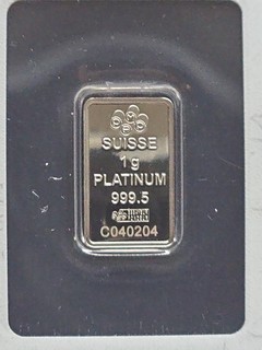 Pamp Suisse 1 gram Platinum Fortuna Bar in Plastic Assay Card