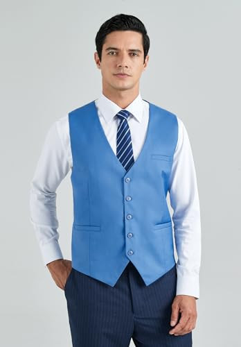 Traje Chaleco Hombre Negocios Formal Vestido Chaleco Color Sólido Grande Azul-b2 - Imagen 2 de 6