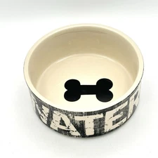Petrageous Designs Dog Water Bowl Hand Crafted Stoneware 5.5 Inch Bone Design