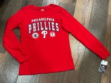 Philadelphia Phillies MLB Youth Boys Red Long Sleeve Graphic Shirt Large 12/14