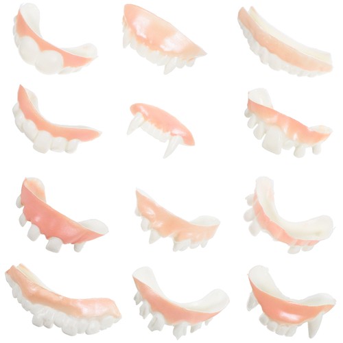 24 Pcs Funny Dentures Scarecrow Teeth Fake Fang Halloween Cosplay Props - Imagen 2 de 12