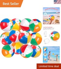 Bulk Rainbow Beach Balls - 12-Pack Fun Toys for Pool Parties & Summer Gatherings