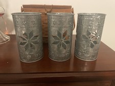 Pillar Candle Metal Set Of 3 Luminary Snowfla...