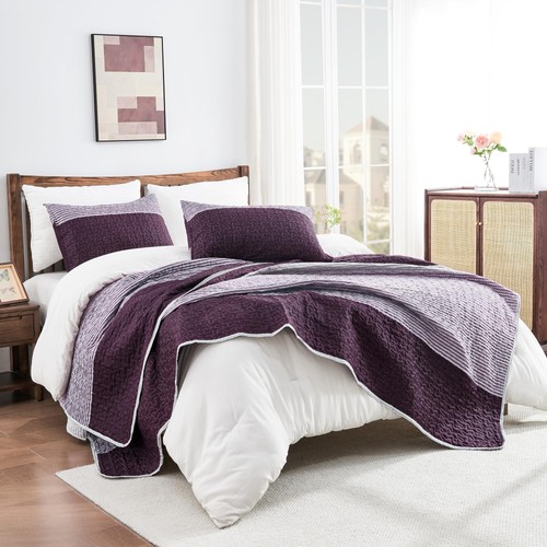 Andency Stripe Quilt Set Twin(68x86Inch), 2 Pieces (1 Striped Quilt and 1 Pil... - Picture 7 of 11