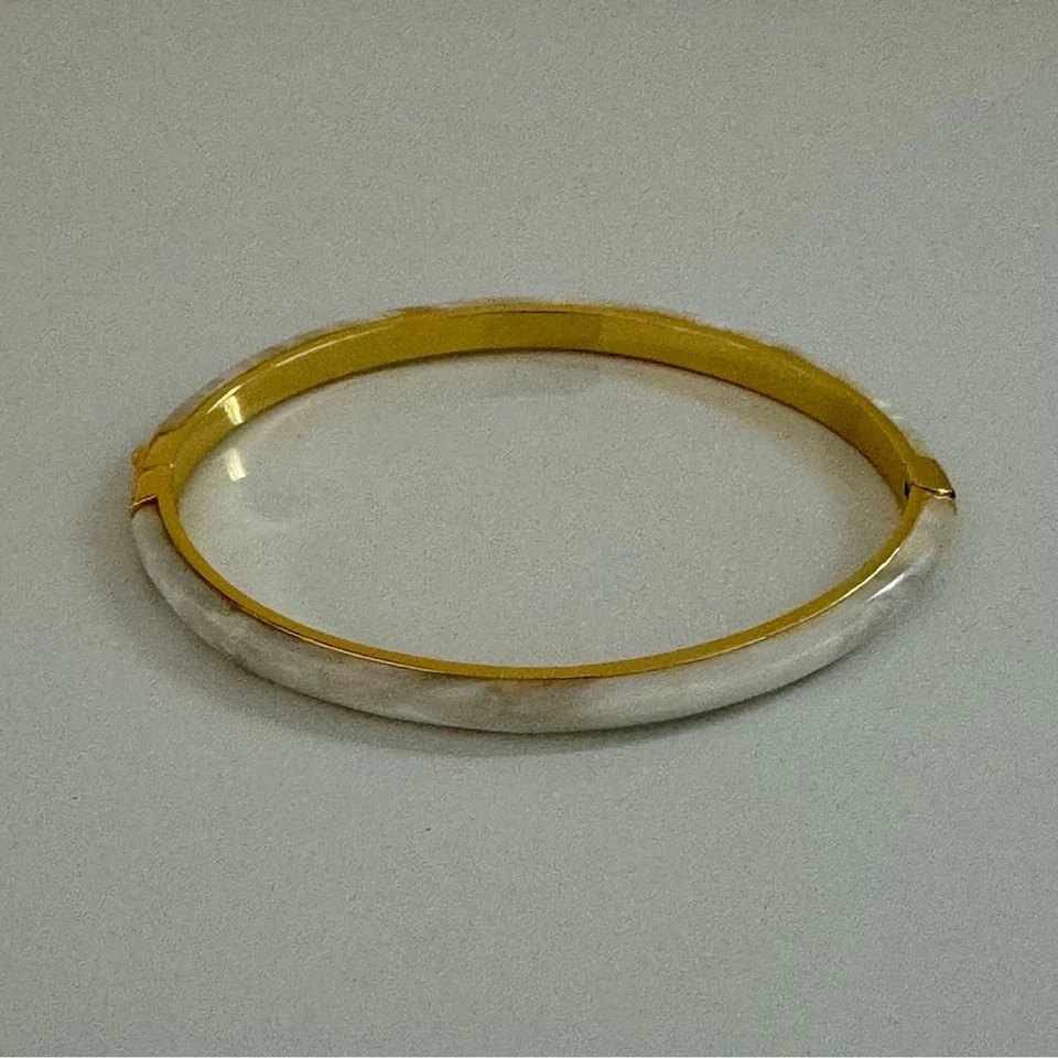 Gorjana New 18k Gold Plated Brass Paseo White Marble Cuff Bracelet - Image 4 of 4