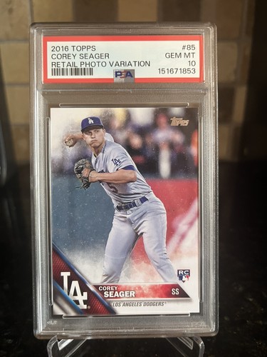 2016 TOPPS RETAIL #85 COREY SEAGER RC PHOTO VARIATION THROWING PSA 10