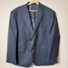 M&S Sartorial Alfred Brown Navy Blazer 44S Woolmark Cloth Made in England