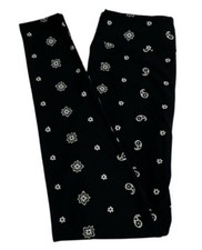 LuLaRoe Leggings OS One Size BLACK Paisley Flower Bandanna Country Ships FAST
