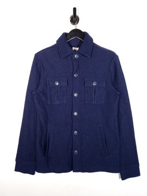 John Partridge Overshirt Size Small Men's Blue 100% Wool Hand Finished Shacket