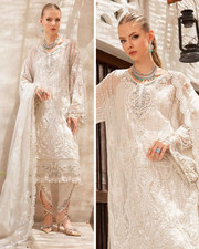 Pakistani Designer Embroidered Unstitched Net Suit 3 PC Shalwar Kameez Salwar