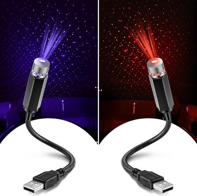 Hortsun 2 Pack USB Star Projector Night Light Adjustable Red, Purple Blue 