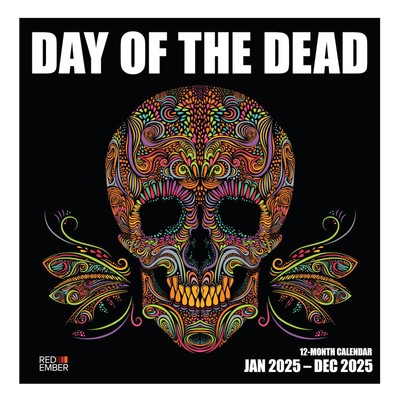 RED EMBER Day of the Dead 2025 Wall Calendar 12 Month | 12'' x 24'' Open | Thic...