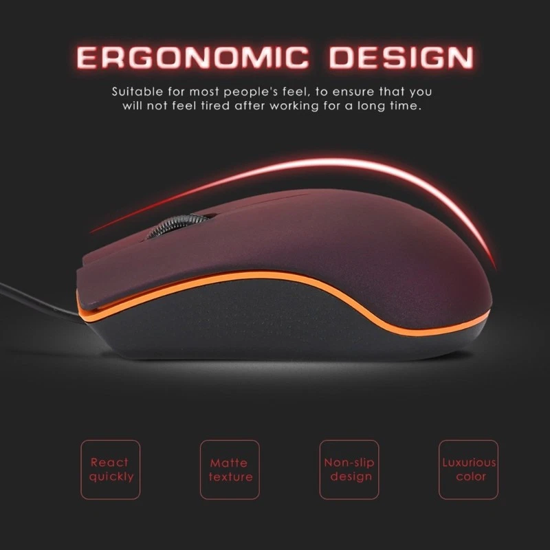 Wired Gaming Mouse USB 3D Purple Black Streamline Design 1200DPI Computer Mice - Image 2 of 4