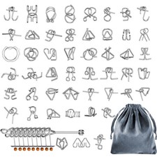 Brain Teaser Puzzles 50Pcs Metal Puzzle Party Favors Adults Teens Seniors