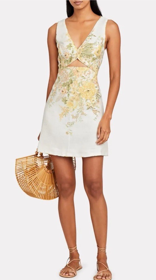 RARE  ZIMMERMANN Amelie Cut Out Mini Dress Size 1 Aus 10 US 6 RRP $1200