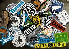FISHING STICKER SET OF 8 SIMMS Costa Daiwa Shimano Salty Crew Aftco Orvis Smith
