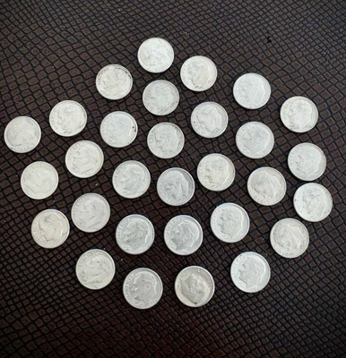 #ad Lot 31 Silver 1964 Roosevelt Dimes 90% Silver Circulated Coins 2.24 troy oz $70.00