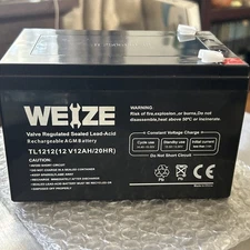 WEIZE AGM BATTERY TL1212 (12v 12ah/20hr) - BRAND NEW IN BOX - SET OF 2