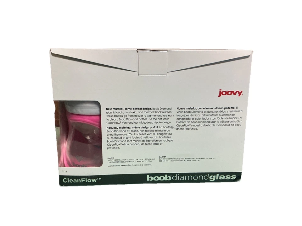Детские бутылочки Joovy Cleanflow Boob из бриллиантового стекла 5 унций с розовым рукавом - Изображение 3 из 4
