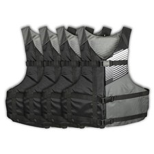 Stohlquist Adult Life Jacket PFD 4-Pack. US Coast Guard 4-Pack, Black/Gray