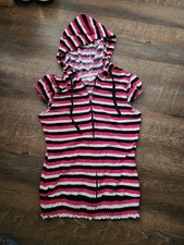 Girls M terry cloth swim cover up zip up