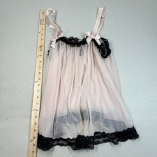 Victoria's Secret Babydoll Lingerie Blush Pink Lace Trim Romantic Sheer M