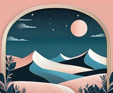 Minimalist Landscape Twinkling Night Slopes Canvas Wall Art 24x20" (61x51cm)