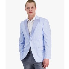 Alfani Mens Slim Fit Stretch Sheen Floral Evening Jacket Blazer Blue 36R Formal