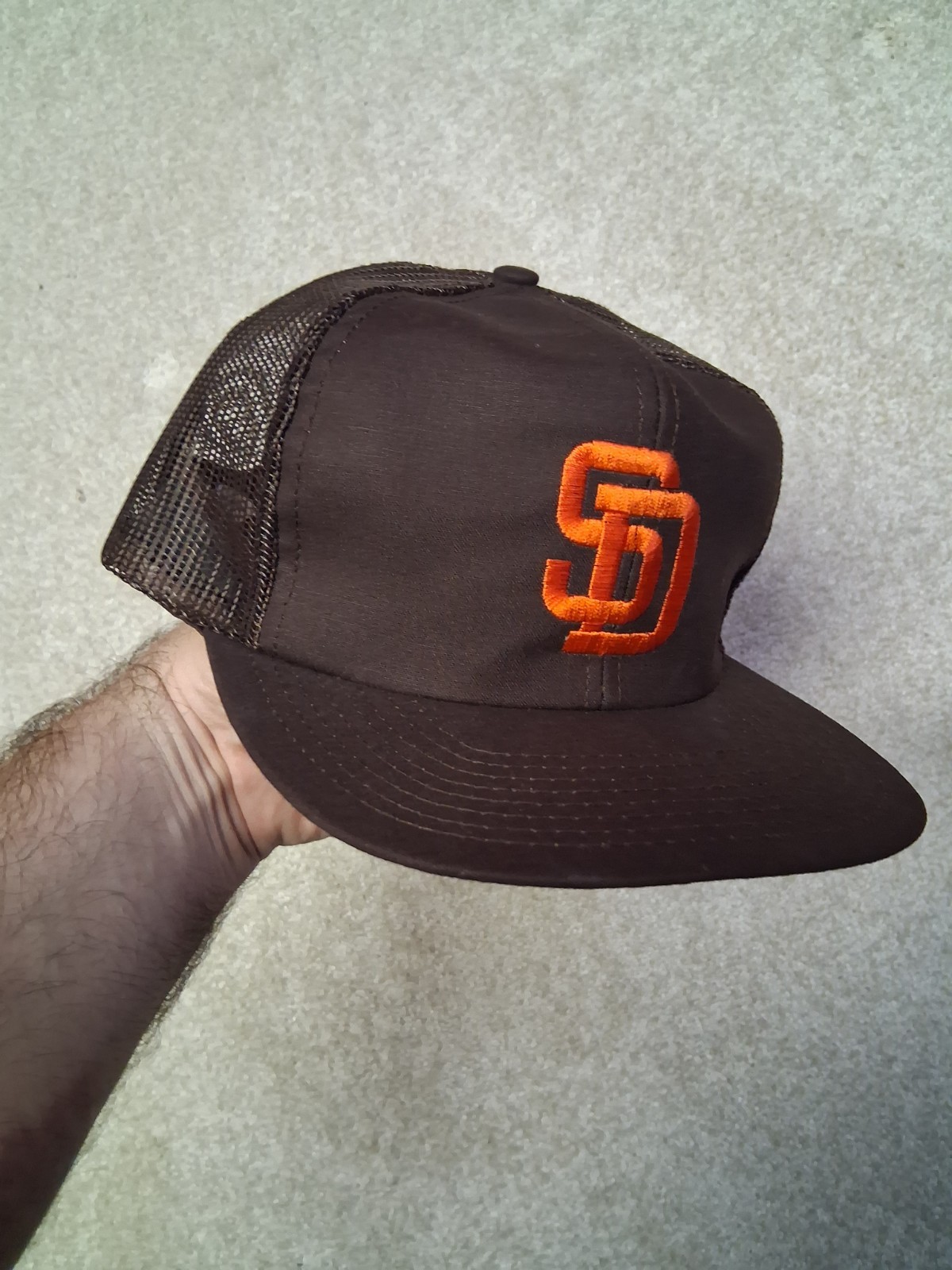 Vintage 90s MLB Baseball San Diego Padres Mesh Snapback Adjustable Hat