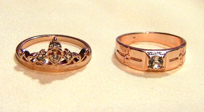 Rosévergoldete Paarringe Set in Geschenkbox; Paarversprechen Ringe