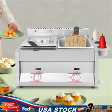 Countertop Gas Deep Fryer Propane Gas Stainless Steel Outdoor Use Round 2 Burner