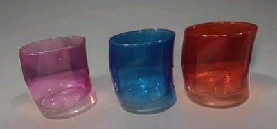 Set of 3 LEONARDO Swing On The Rocks Tumbler Germany Rainbow Colors Curved