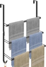 3-Tier Over The Door Towel Rack, All Metal Towel Rack with Hooks