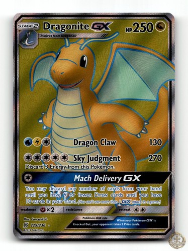 🐉 Dragonite GX 229/236 Ultra Rare Unified Minds Pokemon Holo NM