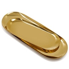 1pc 18/23/30.3cm Stainless Steel Gold Oval Shaped Plate Used For Eating Tea Set