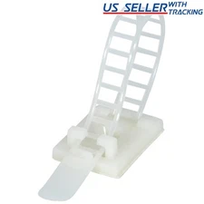 25x Adjustable Adhesive Cable Straps Cord Management Tie Mount Clips 1.0" White