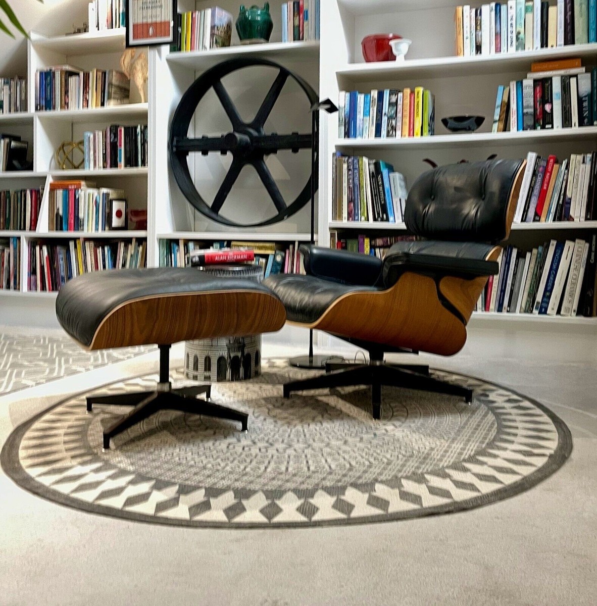 Vintage Eames Lounge Chair Ottoman Footstool Genuine Leather Armchair  Recliner