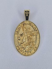 Saint Michael Archangel Pendant 925 Sterling Silver Gold Plated Medal