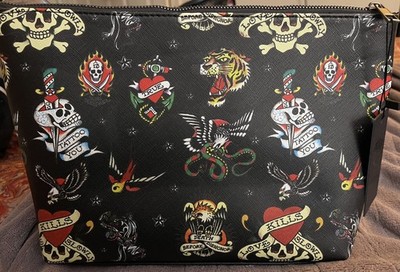 Ed Hardy Black Tattoo Flash Cosmetic Case Bag Y2K New With Tags
