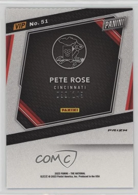 2023 Panini National Convention VIP Gold Pack Blue Sparkle Prizm /149 Pete Rose - Image 2 of 2