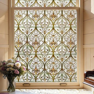 ADD.HERES Buntglas Fensterfolie 44 x 120 cm, Geißblatt Melodie