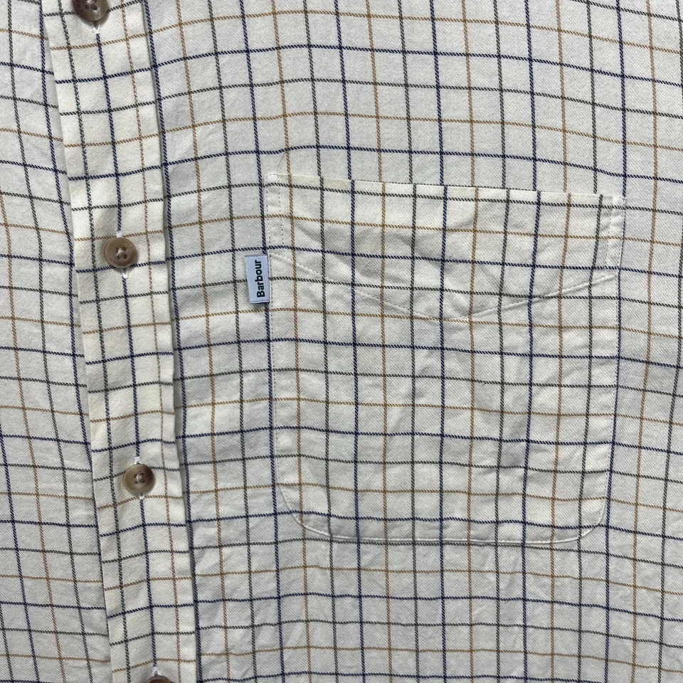 Camisa Barbour Para Hombre XL Beige Cuadros Ajuste Cómodo Algodón Manga Larga Informal Foto 4 de 4