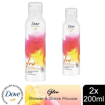 Dove Bath Therapy Glow Shower & Shave Mousse mit Orangen- & Rhabarberduft 2x200ml