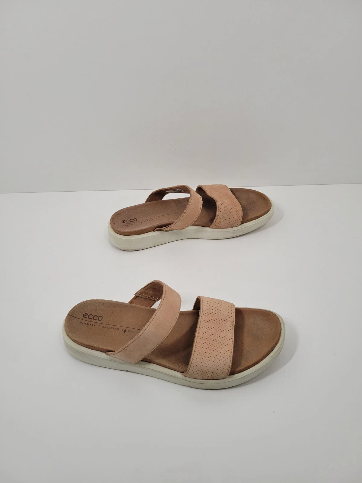 Scarpe sandalo donna Ecco Yuma Slide doppio cinturino pelle marrone taglia 9